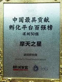 旺财28荣获2017胡润百富中国最具贡献孵化平台百强榜深圳50强称号